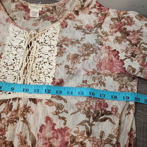 Ralph Lauren Denim Supply Crochet Lace Floral Y2K Peasant Top Womens Medium - Picture 7 of 12